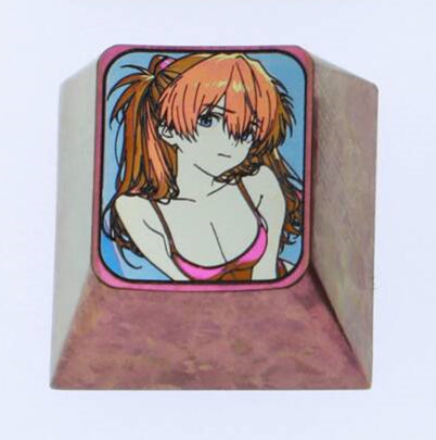EVA, Asuka, 1U titanium alloy personalized keycaps with optional height, can be used to form directional keys/WASD sets, anime, gaming, cultural and creative decorative keycaps