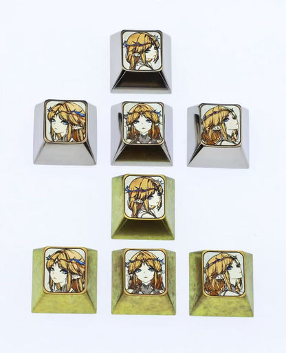 Wuthering Waves theme, titanium alloy personalized keycaps for directional key sets, game anime mechanical keyboard decorative keycaps.