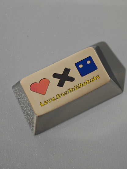 Love, Death&amp;Robots, 1.75U/1U titanium alloy carved keycaps, mechanical keyboard decorative keycaps, personalized keycaps