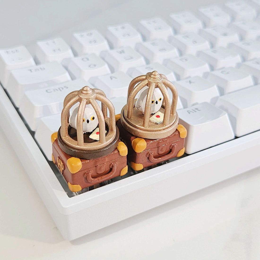 Harry Potter merchandise, Hedwig luggage, resin coated keycaps, mechanical keyboards, personalized decorative keycaps