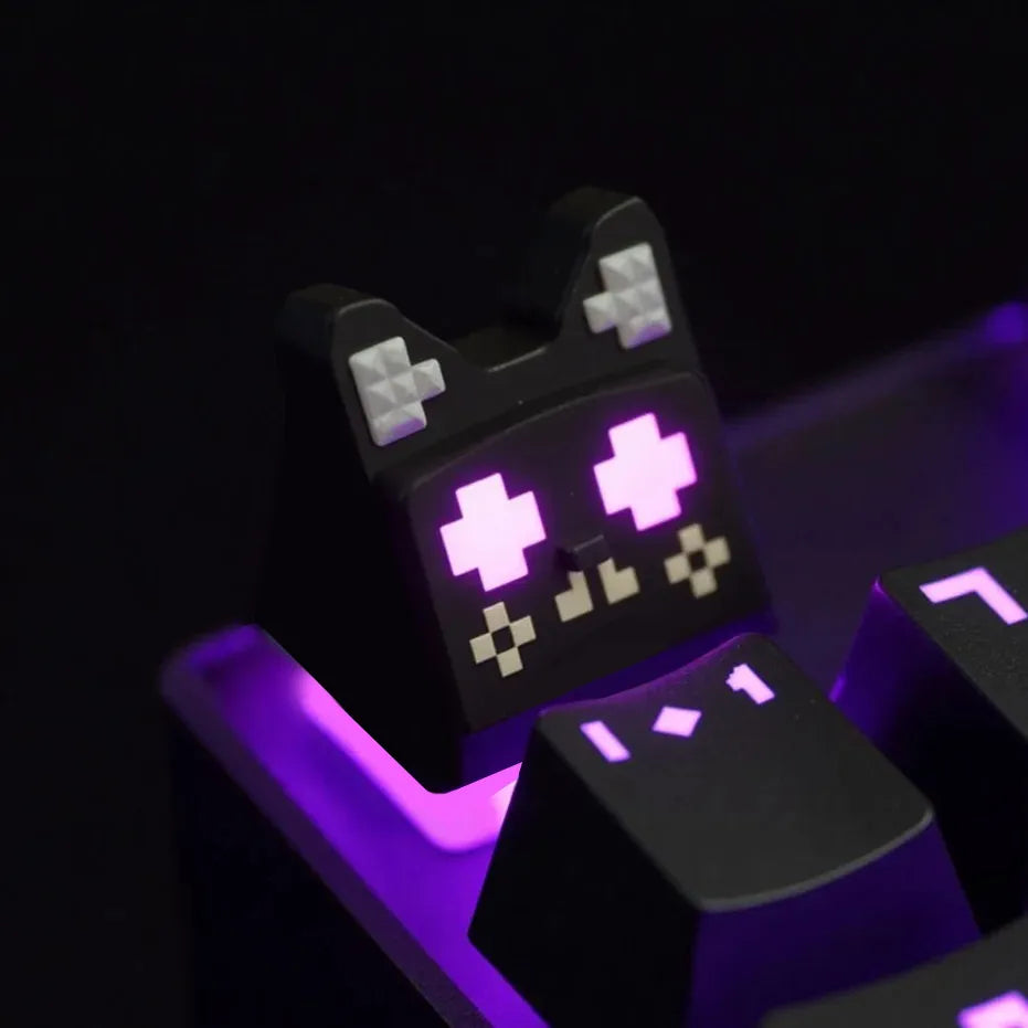 Cat face keycap, with a 45% angle on the side face, resin printed personalized keycap, cute artistic decorative keycap.