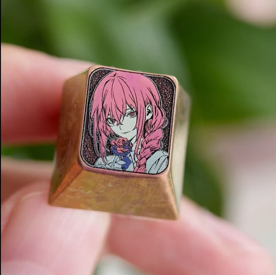 Chainsaw Man，Makima， Colorful titanium alloy emoji keycaps, personalized keycaps, decorative keycaps