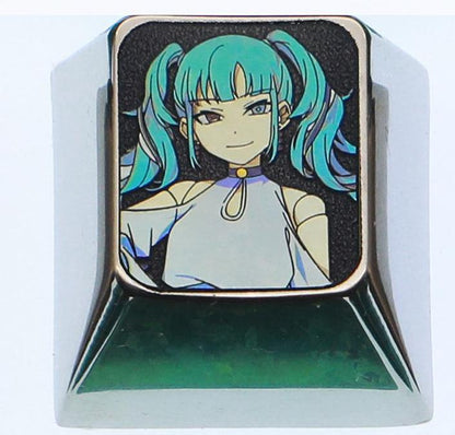 Hatsune Miku theme, 10 styles, highly selectable, 1 U titanium alloy personalized keycap, animation game music culture creative decoration keycap, metal art keycap