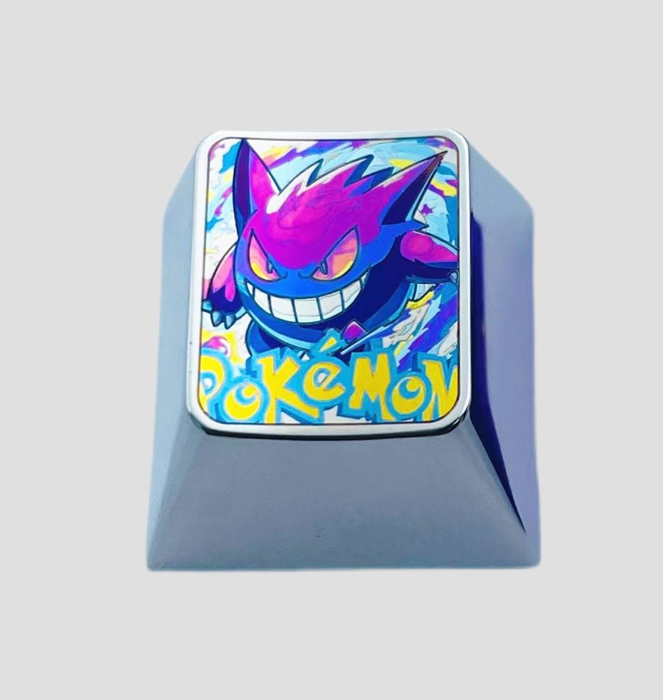 Colorful gengar, titanium alloy carving, personalized keycaps, mechanical keyboard decorative keycaps.