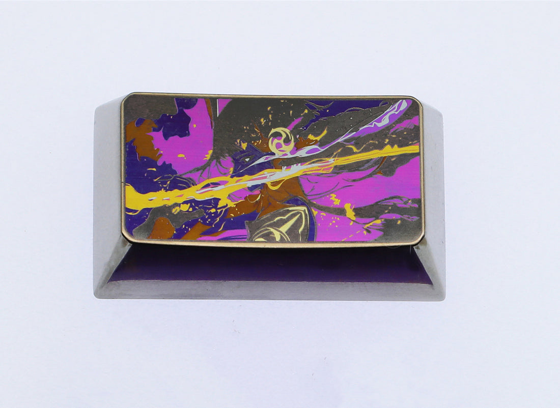 Genshin Impact, Raiden Shogun, colorful titanium alloy carved keycaps, personalized keycaps