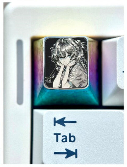 EVA series, Asuka, 1U titanium alloy precision carved keycaps, anime and game culture creative metal carved keycaps