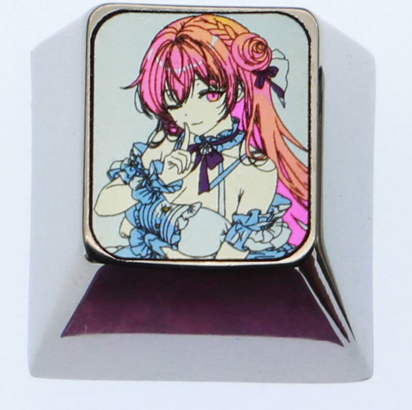 BOCCHI THE ROCK! ， Gotoh Hitori 1U titanium alloy personalized keycaps, customized keycaps for anime, gaming, cultural and creative decoration