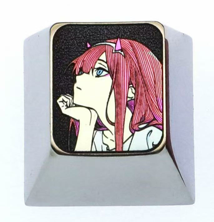 DARLING in the FRANXX, 02, 1U titanium alloy precision carving, anime, gaming, cultural and creative personalized keycaps.