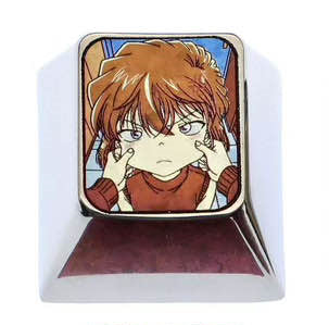 Detective Conan and Anita Hailey, two unique 1U titanium alloy keycaps, metal creative keycaps for anime and game characters.