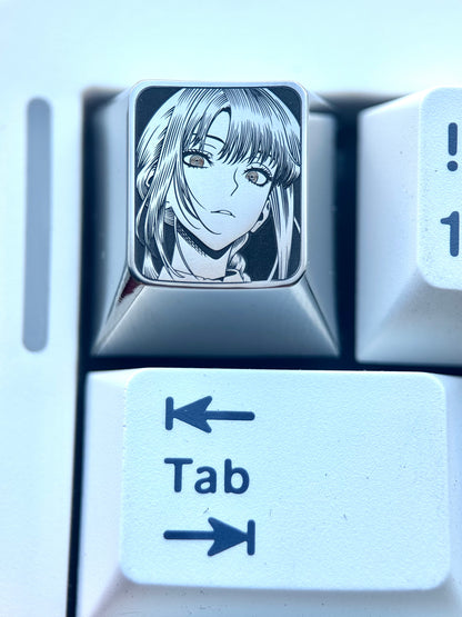 Chainsaw Man, Makima, 1U titanium alloy metal personalized keycaps, anime and game character carving art creative keycaps