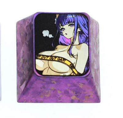 Genshin Impact, Raiden Shogun, 1U titanium alloy personalized keycaps, metal carved keycaps around anime and game characters