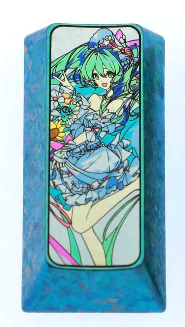 Hatsune Miku, PAD keypad number area,+/Enter key, vertical 2U titanium alloy personalized key cap, animation game cultural creative products, mechanical keyboard decorative key cap