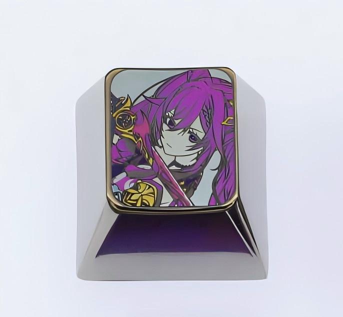 Keqing, Titanium alloy keycaps, 1U personalized keycaps, mechanical keyboard decorative keycaps