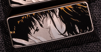 EVA， Adult Kiss 2.25u Titanium Alloy Shift/Enter Personalized Keycaps, Anime Game Metal Art Creative Decorative Keycaps