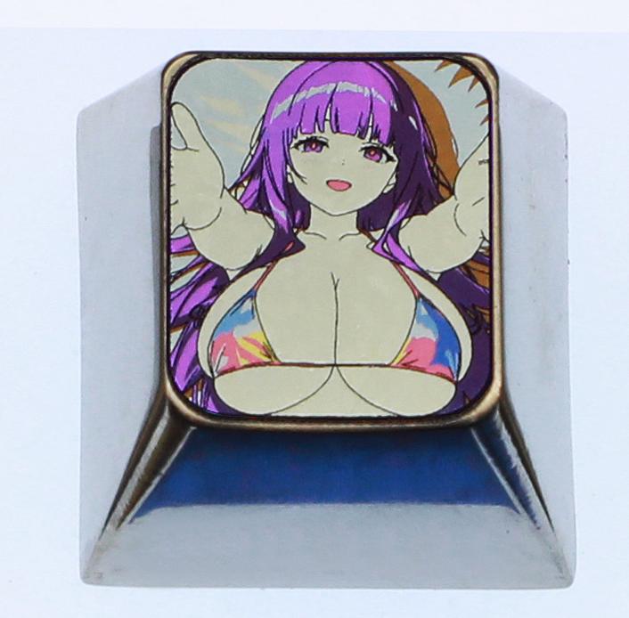 Anime game character swimsuit collection, 1U titanium alloy personalized keycap height optional, metal carving decoration creative keycap