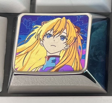 EVA, Asuka, Ayanami Rei character 1.25U titanium alloy carved keycaps, personalized metal keycaps