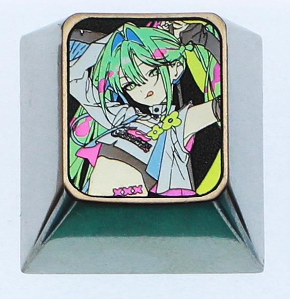 Hatsune Miku, 1U titanium alloy personalized keycap, animation game music culture creative decoration keycap, metal art keycap