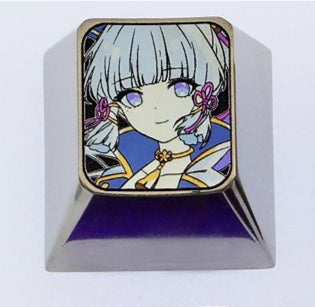 Kamisato Ayaka1u colorful titanium alloy carved personalized keycaps, mechanical keyboard decorative keycaps.