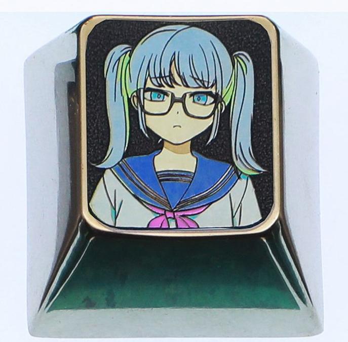 Hatsune Miku theme, 10 styles, highly selectable, 1 U titanium alloy personalized keycap, animation game music culture creative decoration keycap, metal art keycap