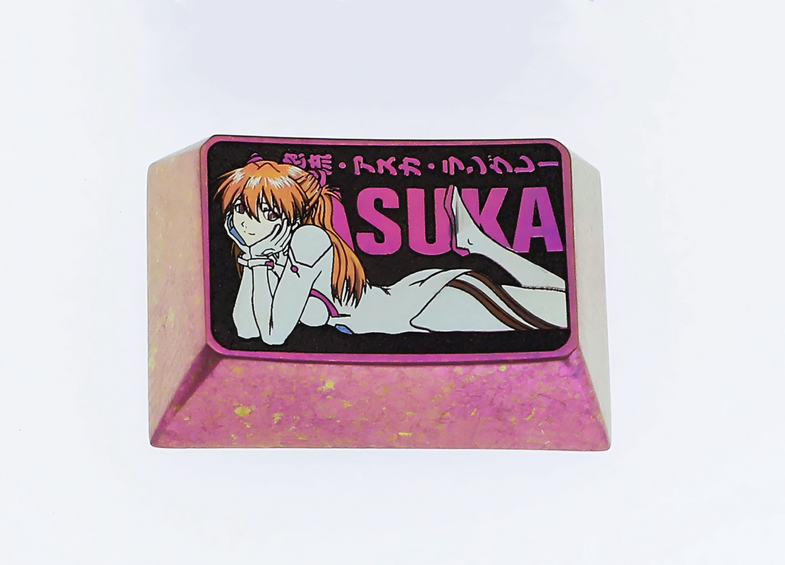Asuka Langley Soryu,EVA, Titanium alloy color carved keycaps. Mechanical keyboard decorative keycaps