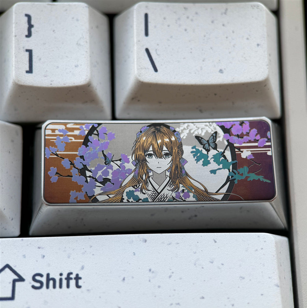 Violet Evergarden, 2.25U titanium alloy personalized keycap, anime and game cultural creative metal carving decorative keycap