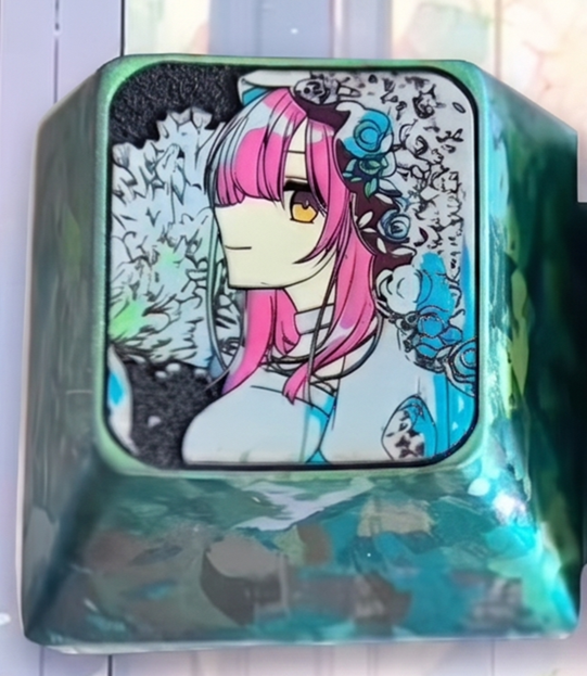 Hinako Yaotose , 1U titanium alloy personalized keycaps, anime and game cultural creative keycaps, mechanical keyboard decorative keycaps