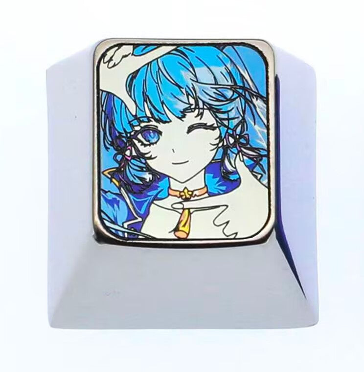 Genshin Impact, Kamisato Ayaka, 1U titanium alloy personalized keycaps, anime and game culture creative metal carving art keycaps