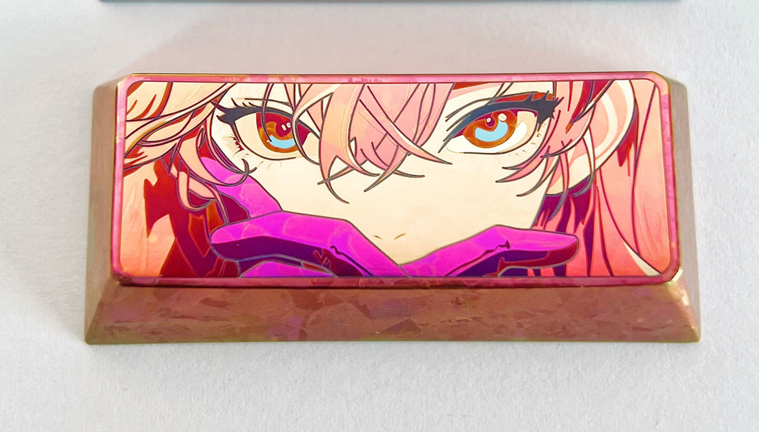Asuka, 2.25U titanium alloy carved keycaps, personalized keycaps, metal decorative keycaps.