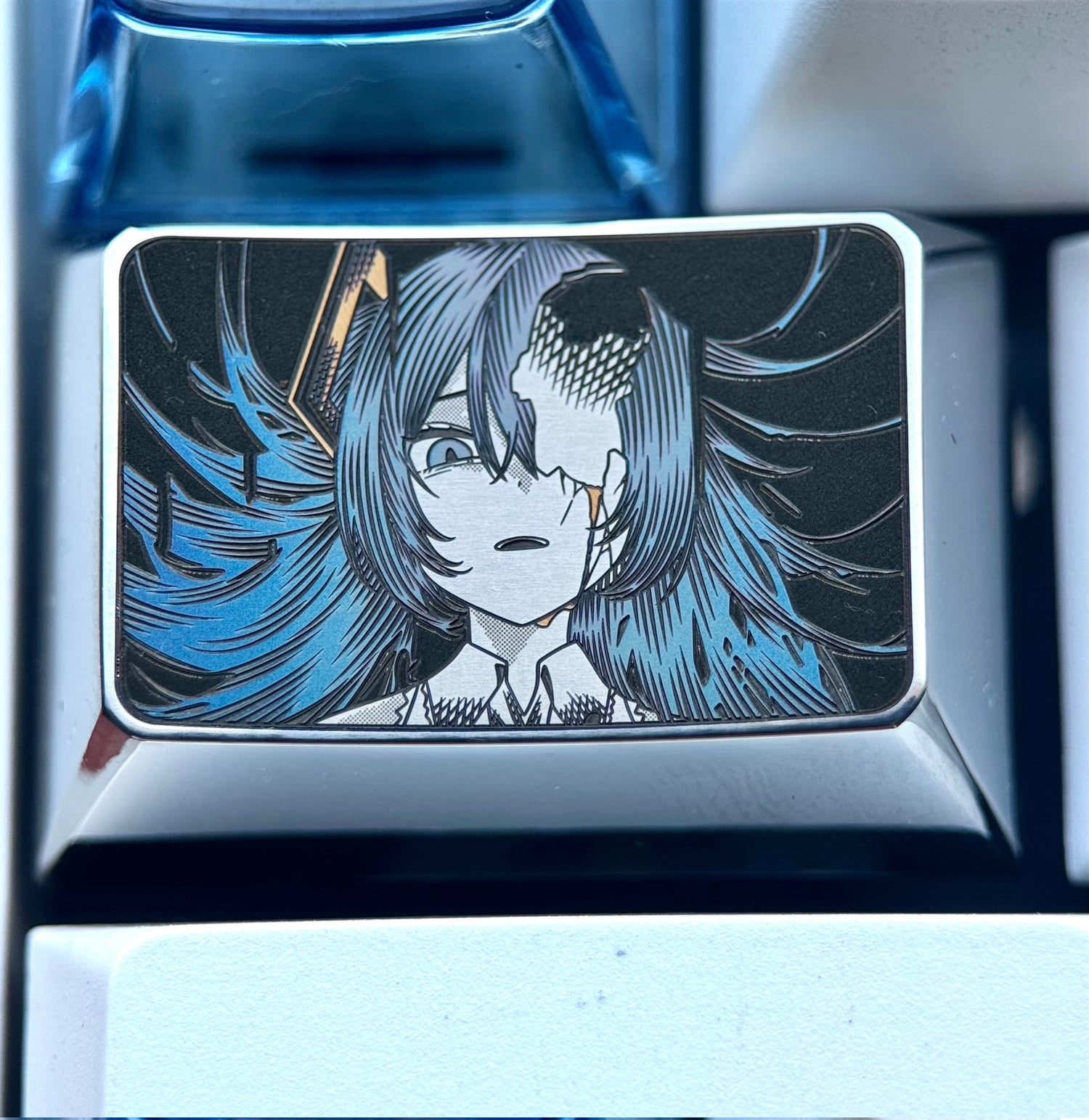 Hatsune Miku, 1.5U titanium alloy carved personalized keycaps, animation, game, music, culture and creative peripheral products, decorative keycaps