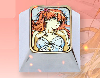Asuka, original EVA artwork, 1U titanium alloy personalized keycaps, keycaps for anime and game characters