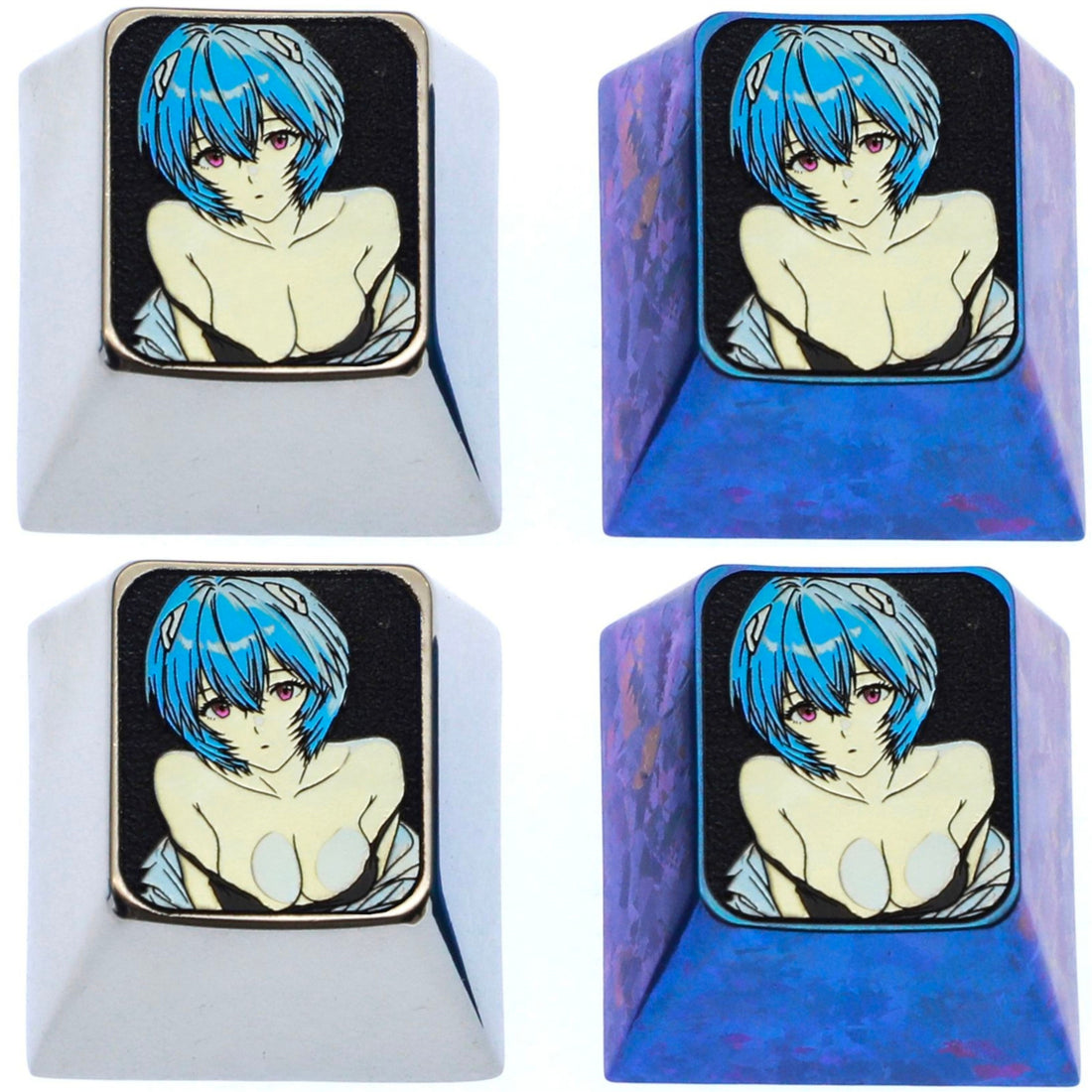 EVA, Ayanami Rei titanium alloy personalized keycaps, 1U metal decorative keycaps, anime and game art keycaps