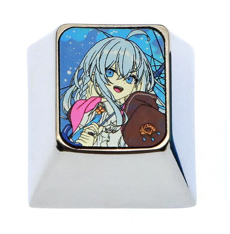 Wandering Witch: The Journey of Elaina, Elaina, 1U titanium alloy personalized keycaps, metal keycaps carved around anime and game characters