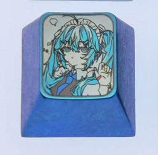 Two types of titanium alloy 1U personalized keycaps, mechanical keyboard decorative keycaps and music peripheral keycaps of Hatsune Miku