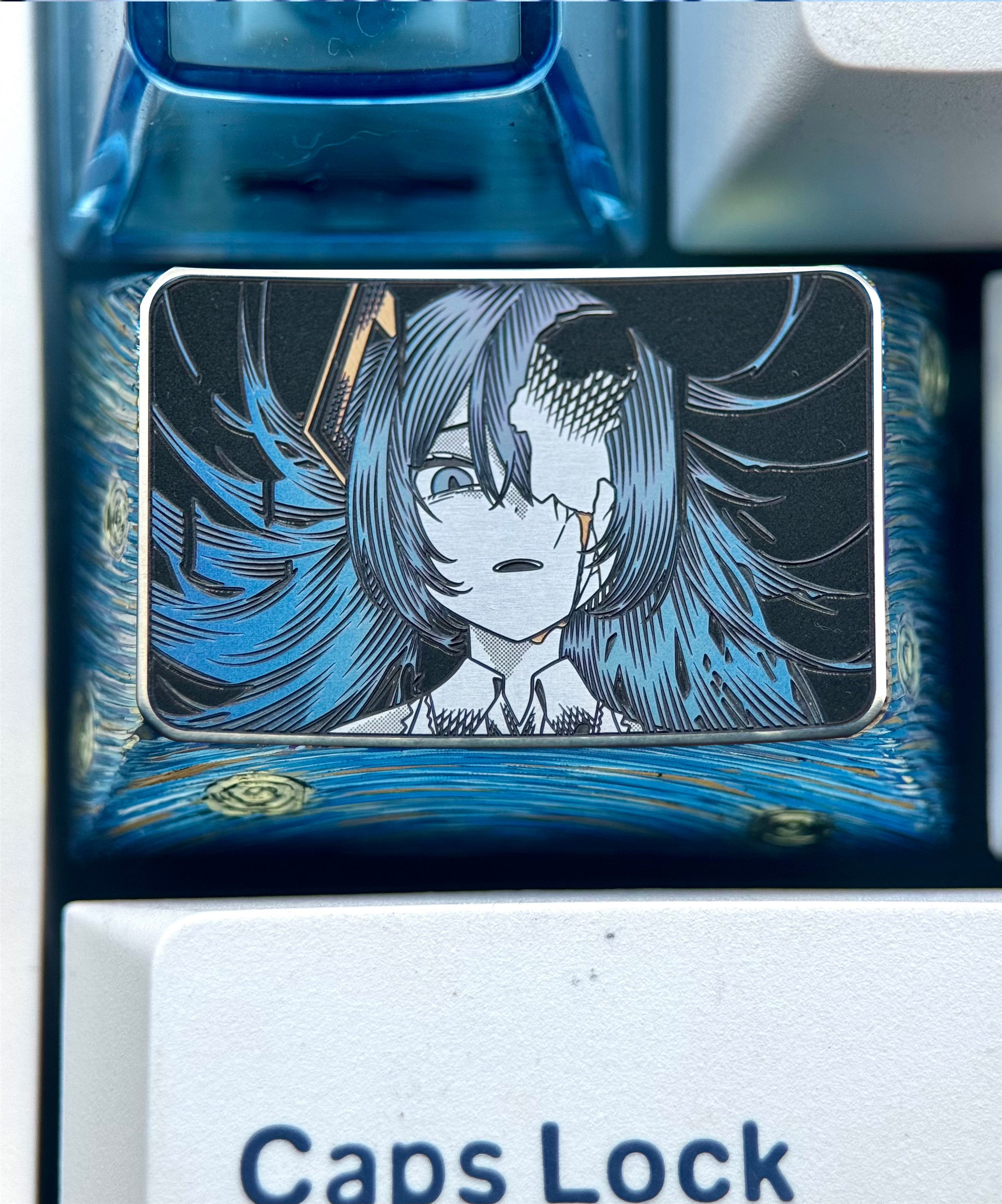 Hatsune Miku, 1.5U titanium alloy carved personalized keycaps, animation, game, music, culture and creative peripheral products, decorative keycaps