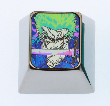 One Piece, Roronoa Zoro, 1U titanium alloy personalized keycaps, anime and game culture creative metal carving decorative keycaps