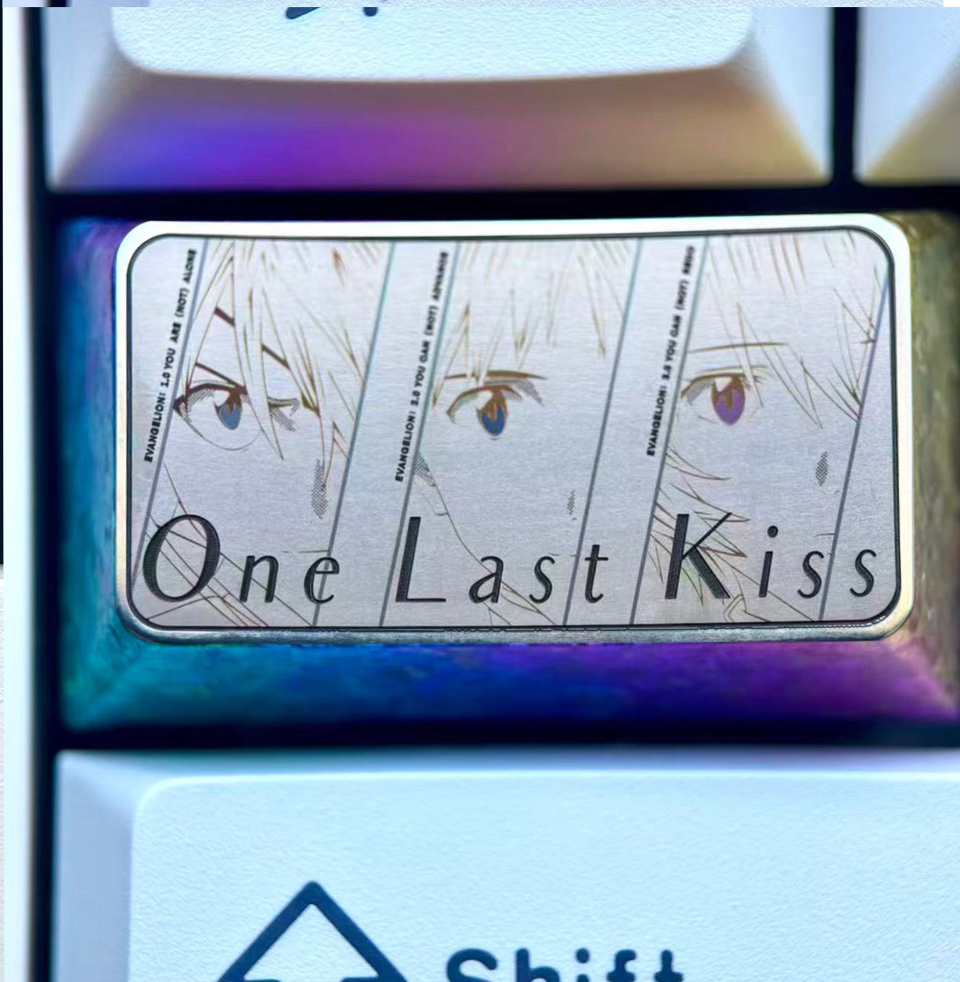 EVA， Protagonist team, ONELASTKIS, 1.75U titanium alloy personalized keycaps, metal carved keycaps for anime, gaming, cultural and creative peripheral.