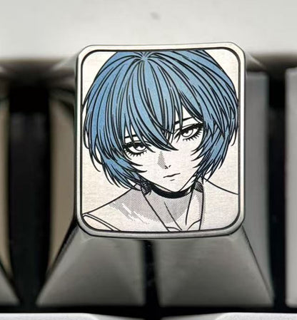 EVA, Asuka, Ayanami Rei, 1U titanium alloy precision carving, metal carving point color decoration keycaps around anime and game characters.