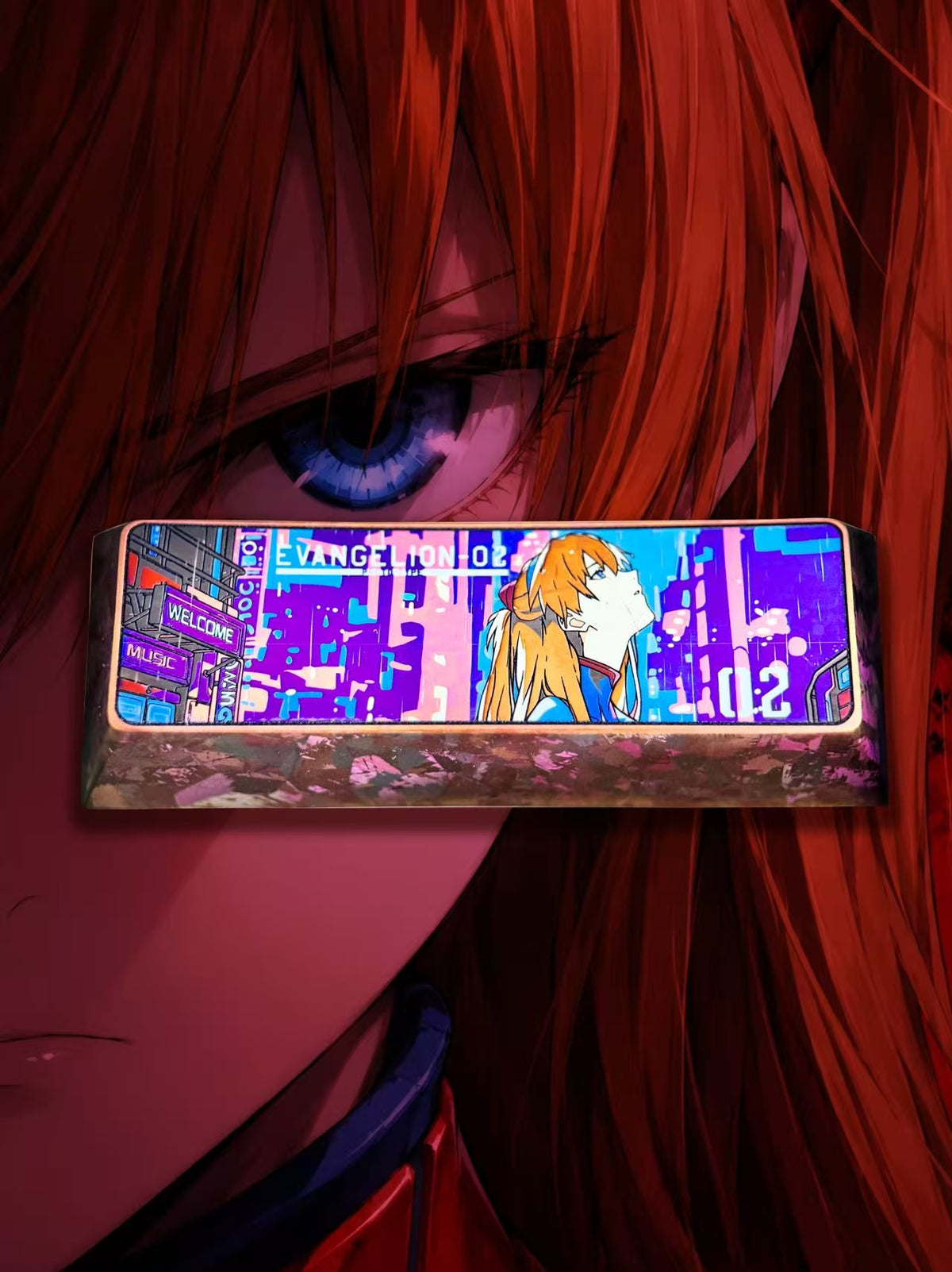 EVA Series, Asuka Theme, 2.75 U Titanium Alloy Custom Keycaps, suitable for anime, gaming, cultural and creative products, and mechanical keyboard decoration