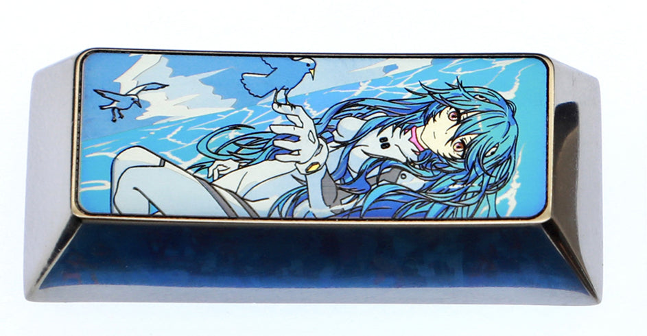 EVA theme, Asuka, Ayanami Rei, 2.25U wave style titanium alloy personalized keycaps, game anime mechanical keyboard decorative keycaps.
