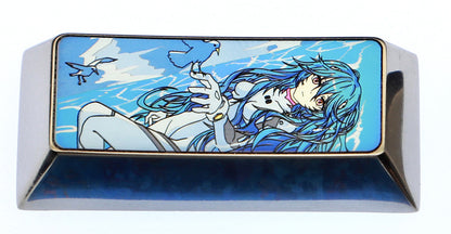 EVA theme, Asuka, Ayanami Rei, 2.25U wave style titanium alloy personalized keycaps, game anime mechanical keyboard decorative keycaps.