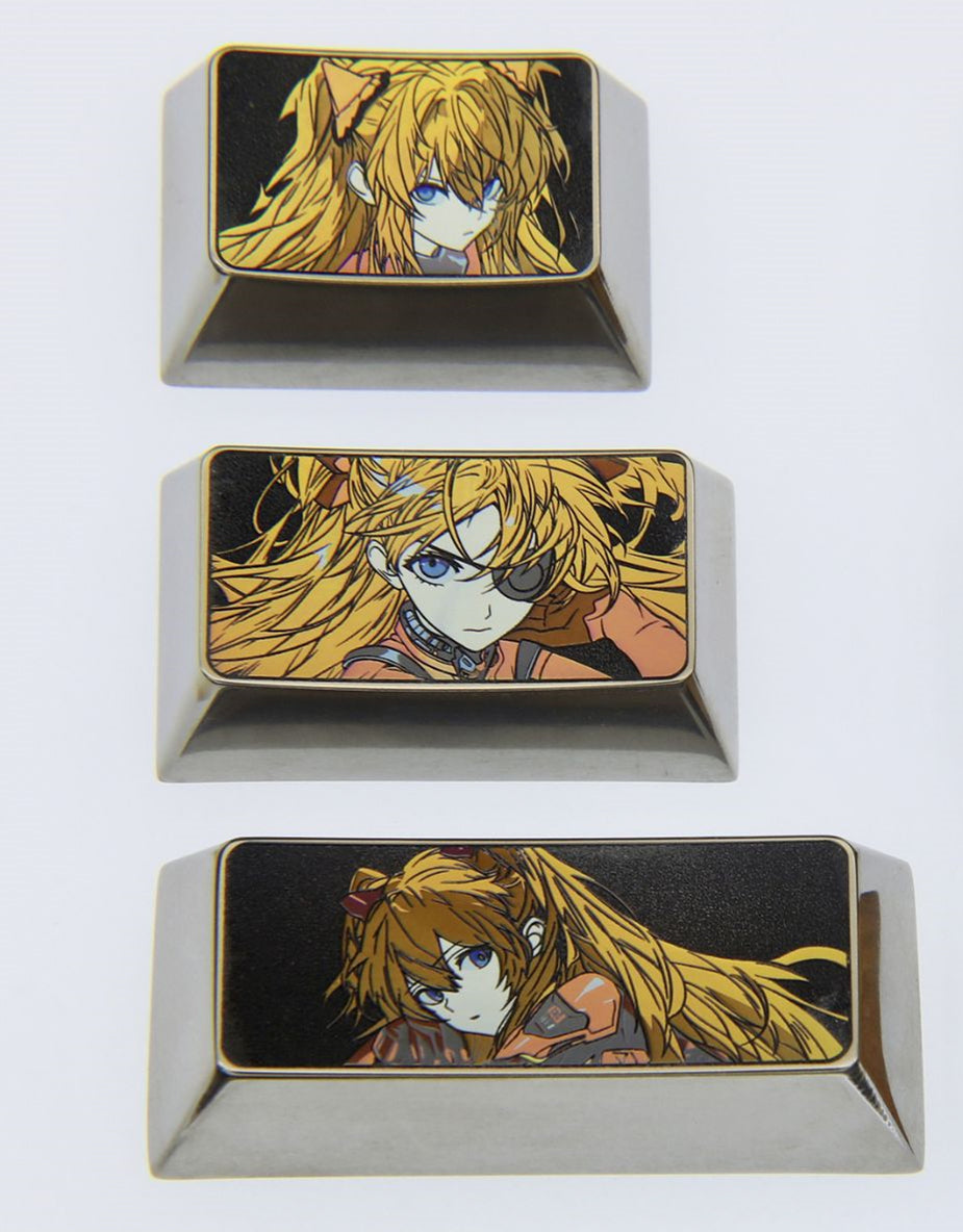 EVA， Asuka, titanium alloy TAB, CAPS, SHIFT, personalized keycap combination, anime character peripheral keycap series