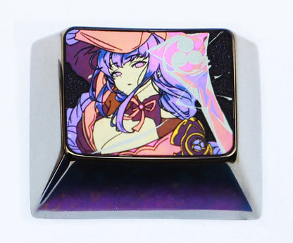 Genshin Impact, Raiden Shogun, 1U/1.25U/1.5U titanium alloy personalized keycaps, decorative keycaps for anime and gaming culture peripherals