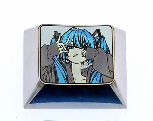 Bad teenagers Hatsune Miku, 1.25U titanium alloy personalized keycaps, metal decorative keycaps around animation and game music characters