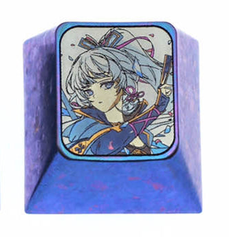 Kamisato Ayaka, 1U titanium alloy personalized keycap, metal carving art creative keycap around anime and game characters