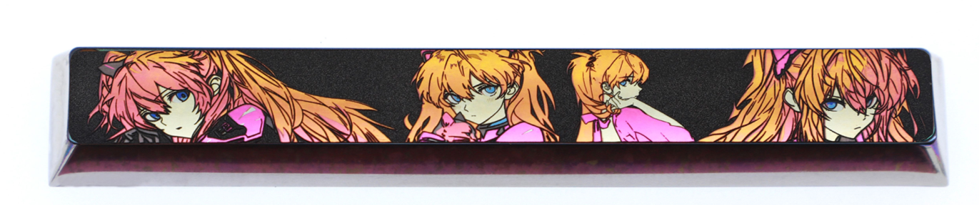 EVA, Asuka themed space, 6.25U/7U titanium alloy personalized keycaps, metal art keycaps for anime, gaming, cultural and creative peripherals.
