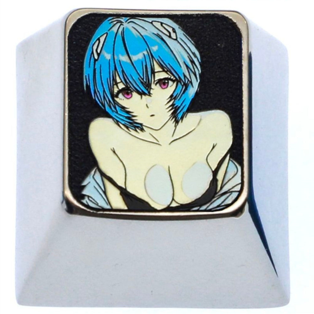 EVA, Ayanami Rei titanium alloy personalized keycaps, 1U metal decorative keycaps, anime and game art keycaps