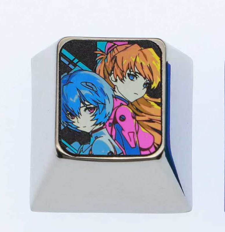 EVA, Asuka, Ayanami Rei, 1U color titanium alloy personalized keycaps, anime and game creative metal decorative keycaps