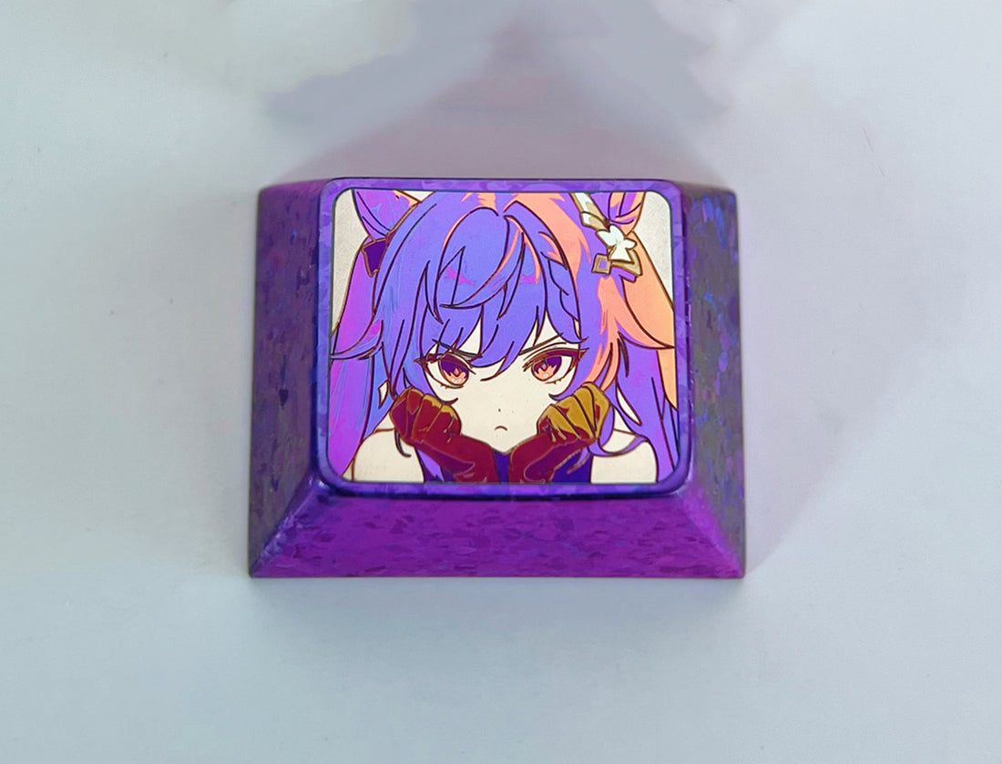 Keqing1.25U. Color titanium alloy carved personalized keycaps, mechanical keyboard decorative keycaps