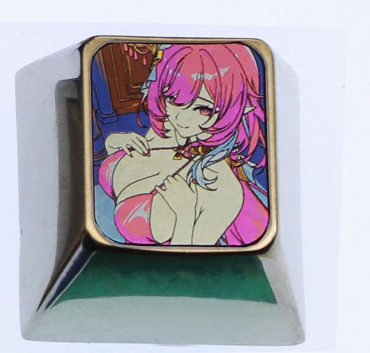 Anime game character swimsuit collection, 1U titanium alloy personalized keycap height optional, metal carving decoration creative keycap
