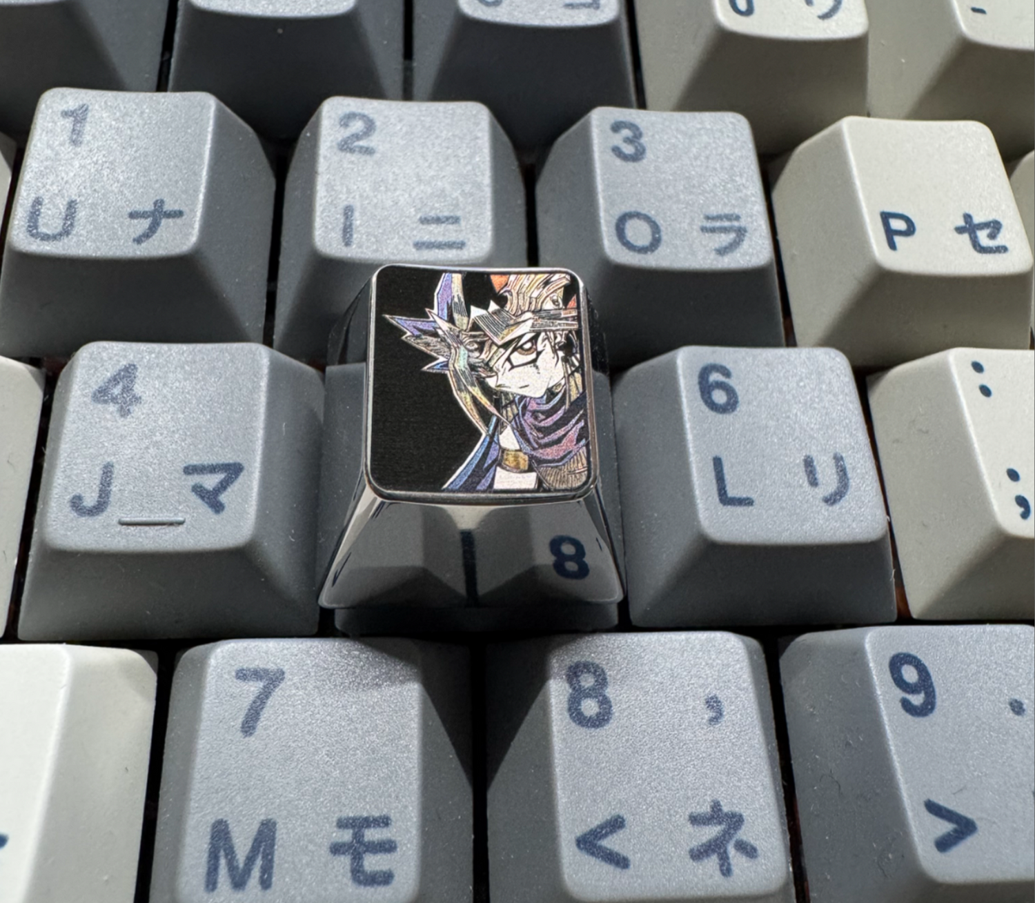 Yu-Gi-Oh! series，  Black and white 1U titanium alloy personalized keycaps, metal keycaps around anime and game characters